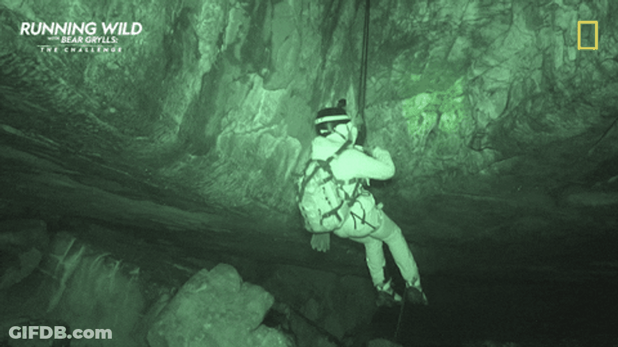 Night Vision Guy Going Down Tunnel GIF