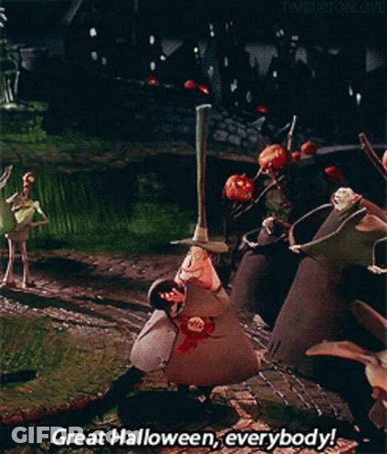 Nightmare Before Christmas Witch Saying Great Halloween Everybody GIF