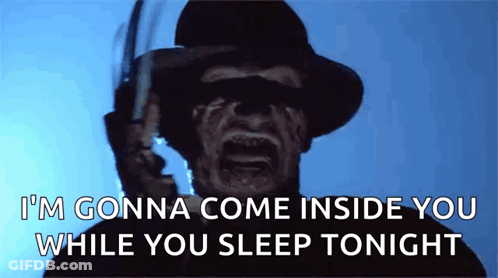 Nightmare On Elm Street Character Screaming Holding Knife GIF