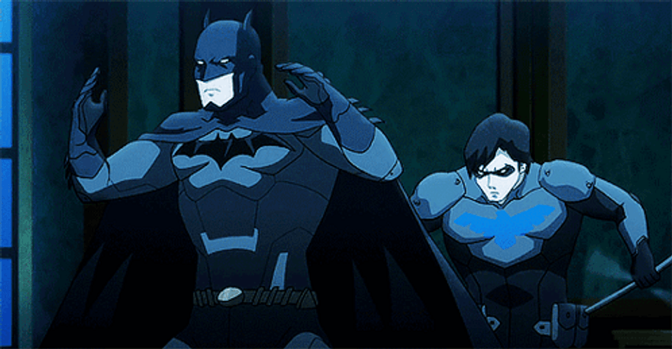 Nightwing And Batman Fighting Enemies GIF