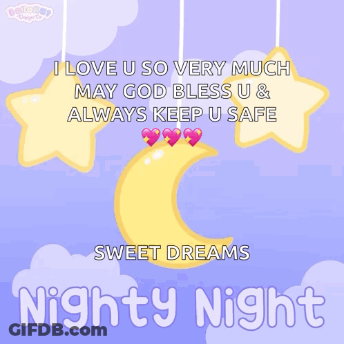 Nighty Night Greeting Card With Moon And Stars GIF