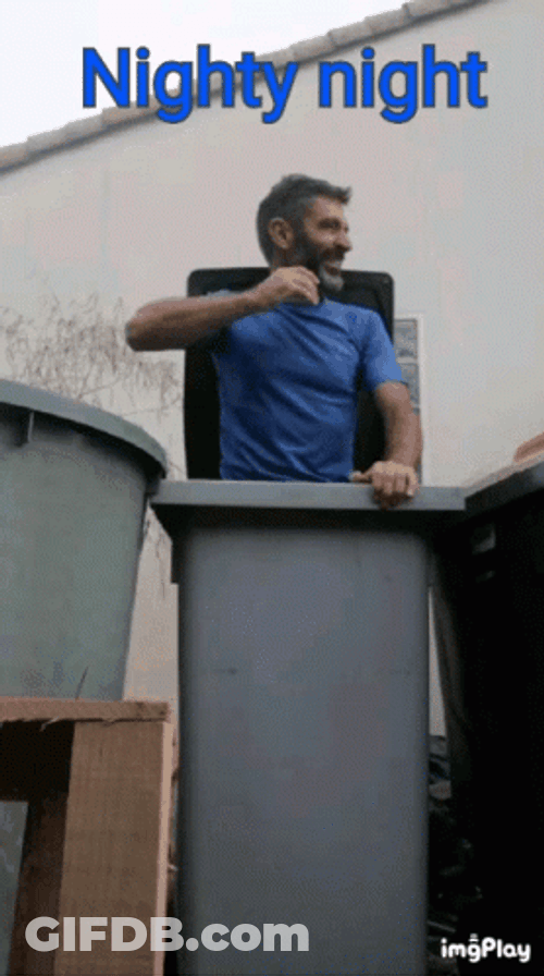 Nighty Night On The Trash Bin GIF