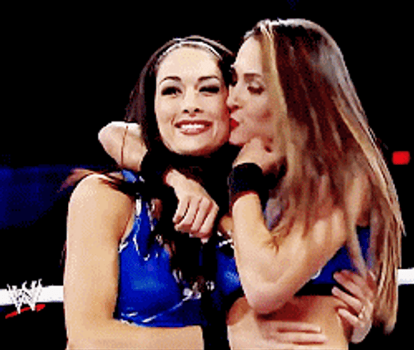 Nikki Bella Brie Cute Sister Kiss WWE GIF