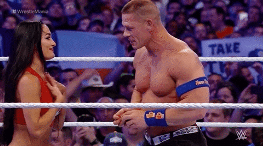 Nikki Bella John Cena WWE Couple Kiss GIF
