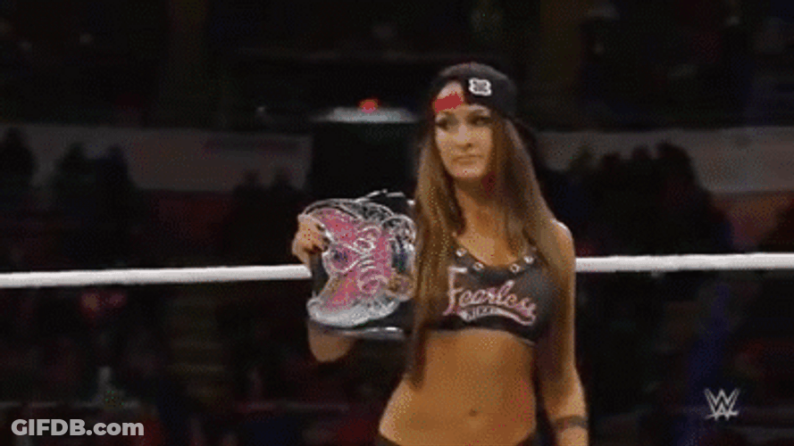 Nikki Bella WWE Belt Holder Annoyed Look GIF