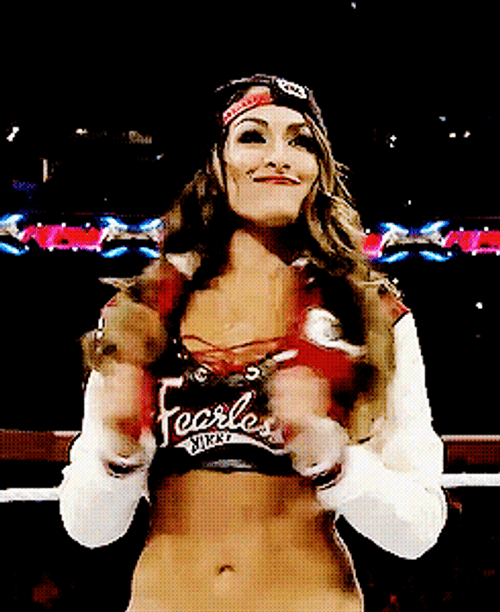Nikki Bella WWE Red Jersey Jacket Show Off GIF