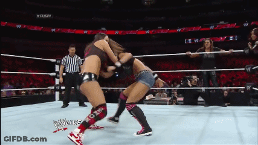 Nikki Bella WWE Wrestle Tackle GIF
