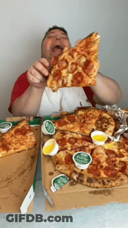Nikocado Avocado Holds And Rubs Pizza On Face GIF