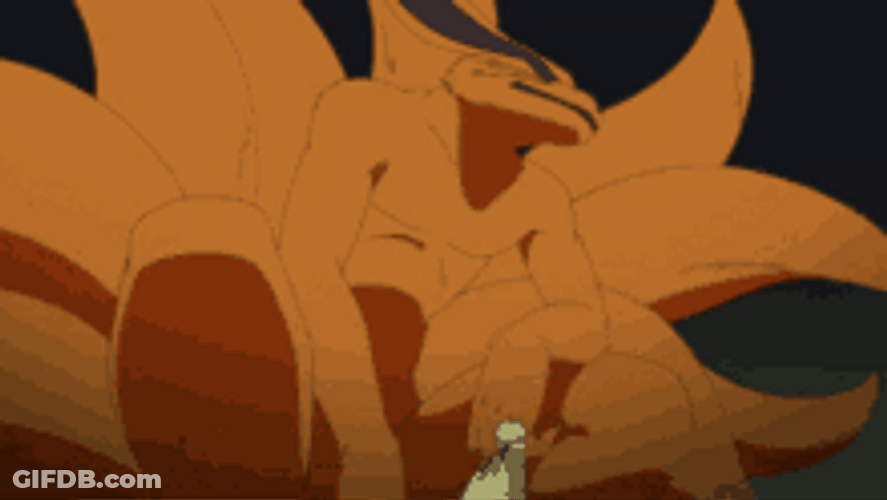 Nine Tailed Beast Kurama And Naruto GIF