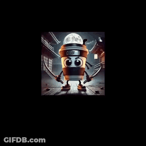 Ninja Coffee Cup With Swords GIF
