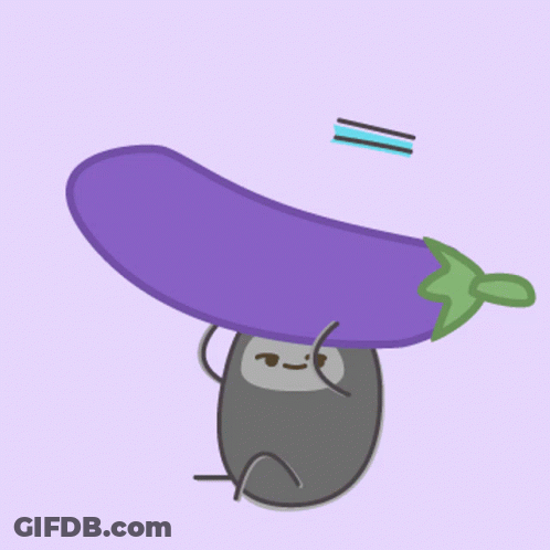Ninja Holding Purple Eggplant On Head GIF