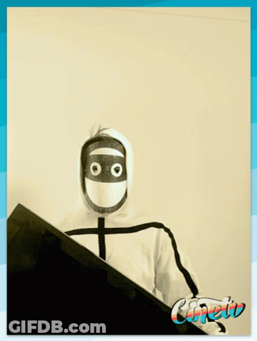 Ninja Peeking From Behind Wall With Cineto GIF