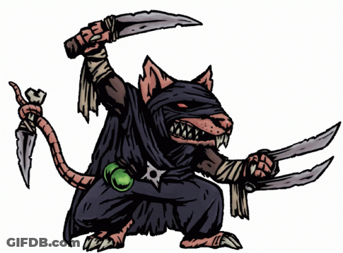 Ninja Rat Holding Swords GIF