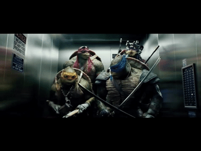 Ninja Turtle Live Action Elevator Dance GIF