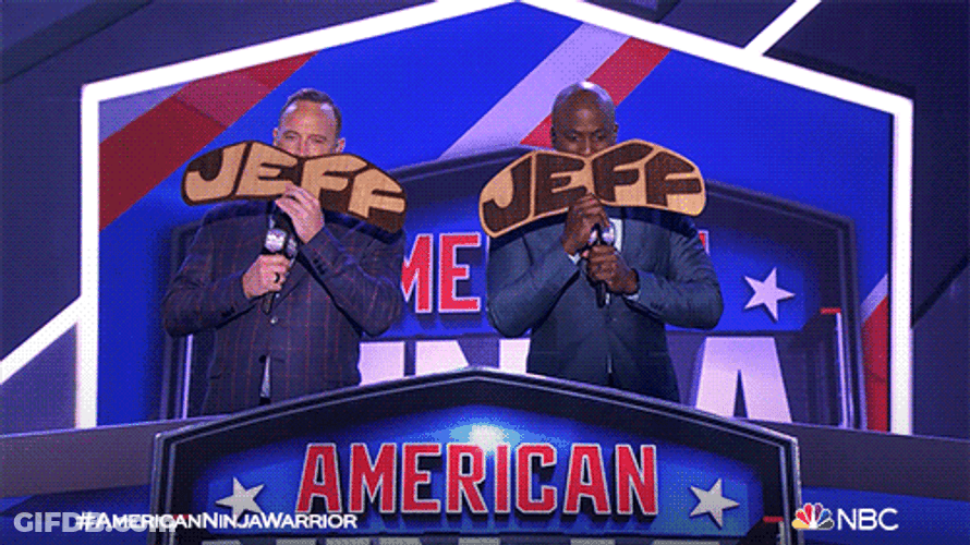 Ninja Warrior Hosts Cheering Jeff GIF