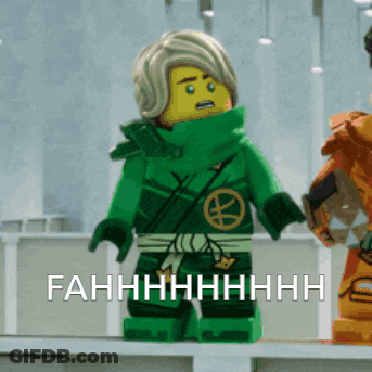 Ninjago Character Says Fahrhhhh Beside Another Lego GIF