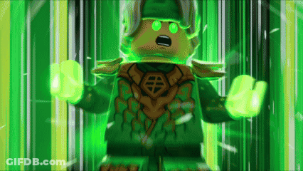 Ninjago Character With Green Eyes And Sword GIF