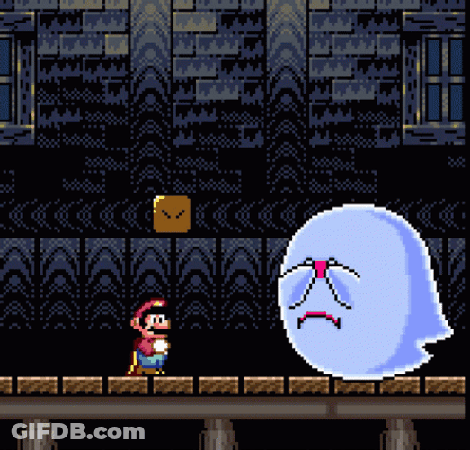 Nintendo Big Boo Scaring Super Mario GIF