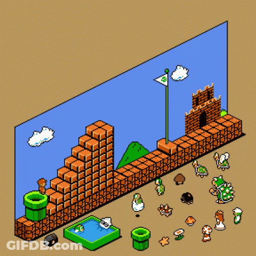 Nintendo Super Mario 3D Pixel Art Animation GIF