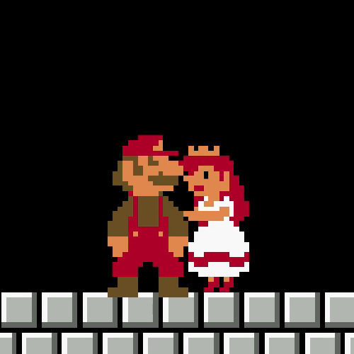 Nintendo Super Mario And Princess Toadstool Kiss GIF