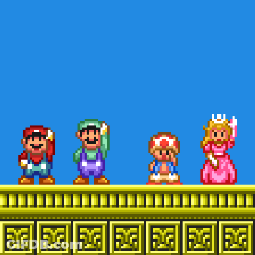 Nintendo Super Mario Characters Waving Hello GIF