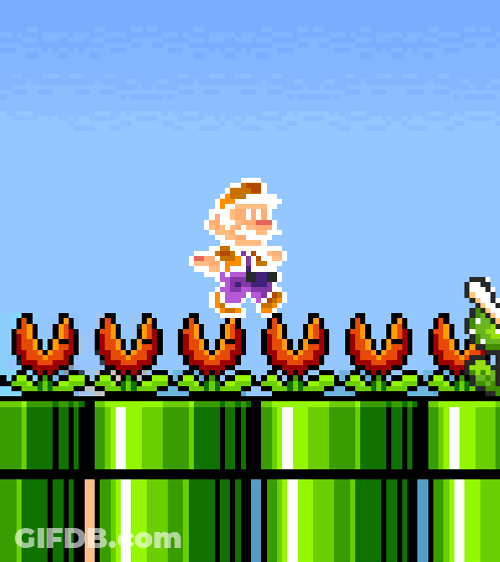 Nintendo Super Mario Passing Through Piranha Plant GIF