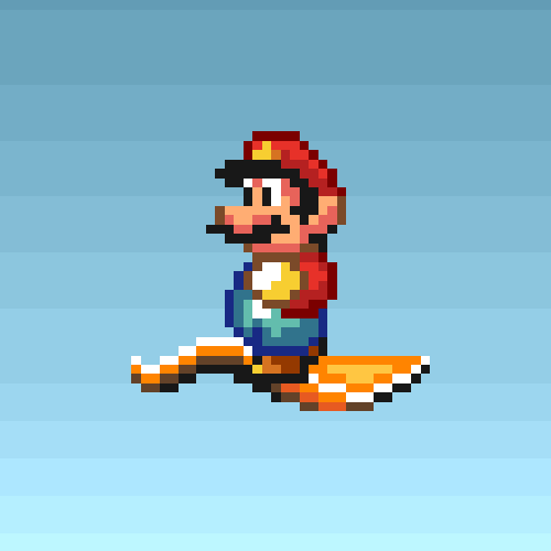 Nintendo Super Mario Riding A Flying Carpet GIF
