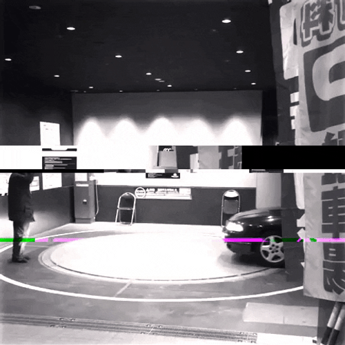 Nissan Skyline R34 Arriving Glitch Effect GIF