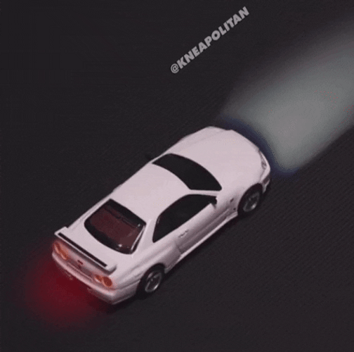 Nissan Skyline R34 Pearl White Birds Eyeview GIF