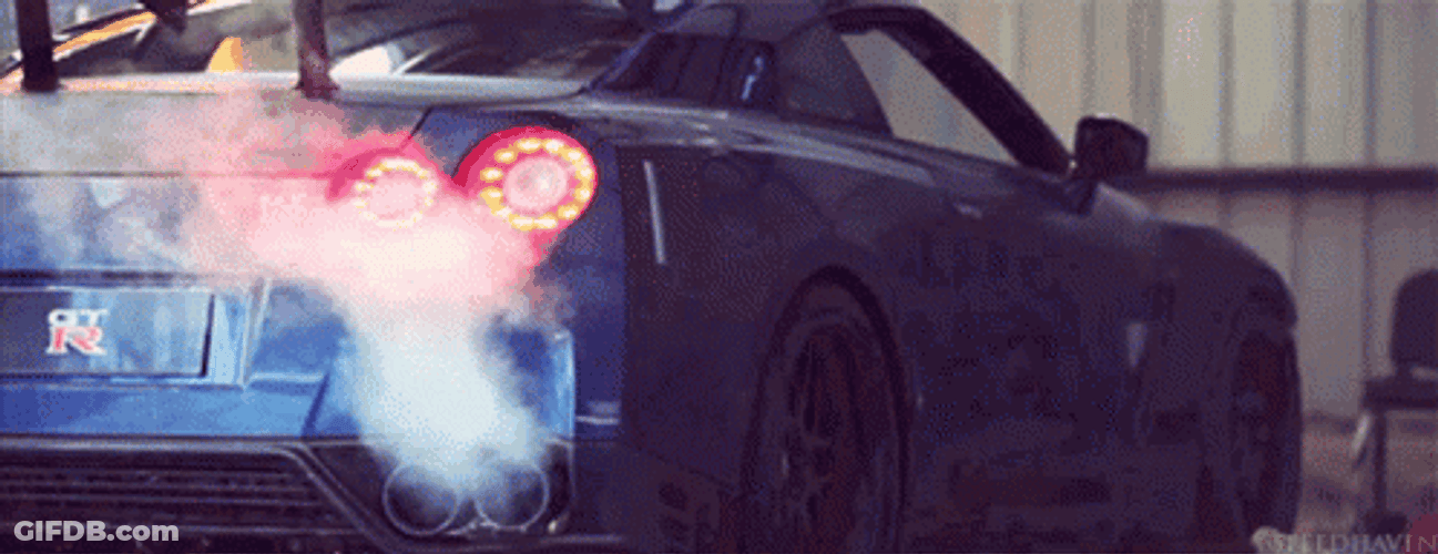 Nissan Skyline R34 Smoking Tail Pipe GIF