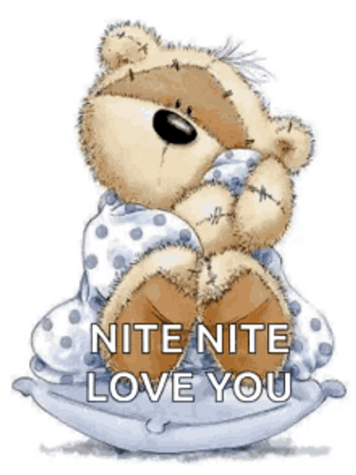 Nite Nite I Love You Teddy Bear Hug GIF