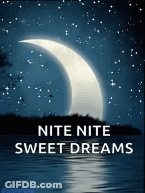 Nite Nite Sweet Big Crescent Night Sky Moon GIF