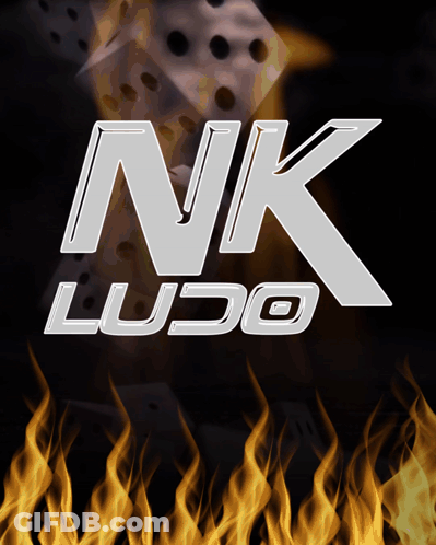NK Ludo Logo With Dice And Fire GIF
