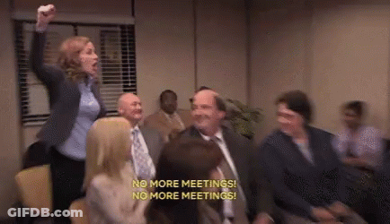 No More Meetings Group Sitting In Room GIF