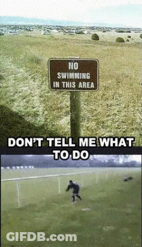 No Swimming Sign Next To Soccer Field GIF