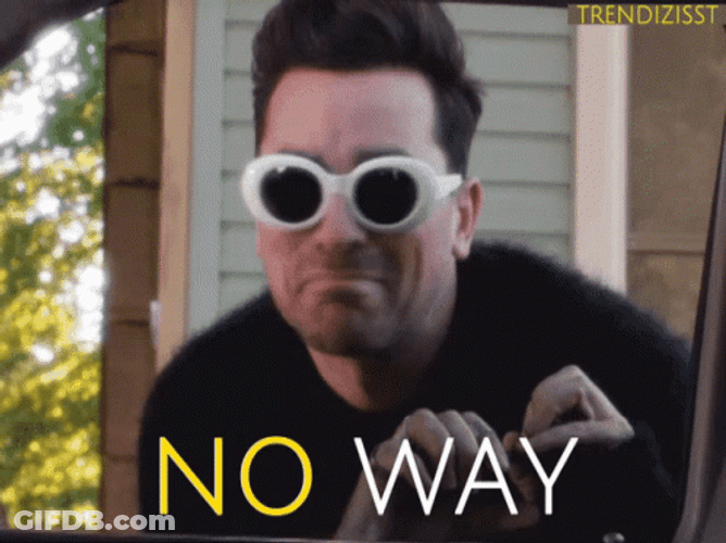 No Way Dan Levy Shake Head GIF