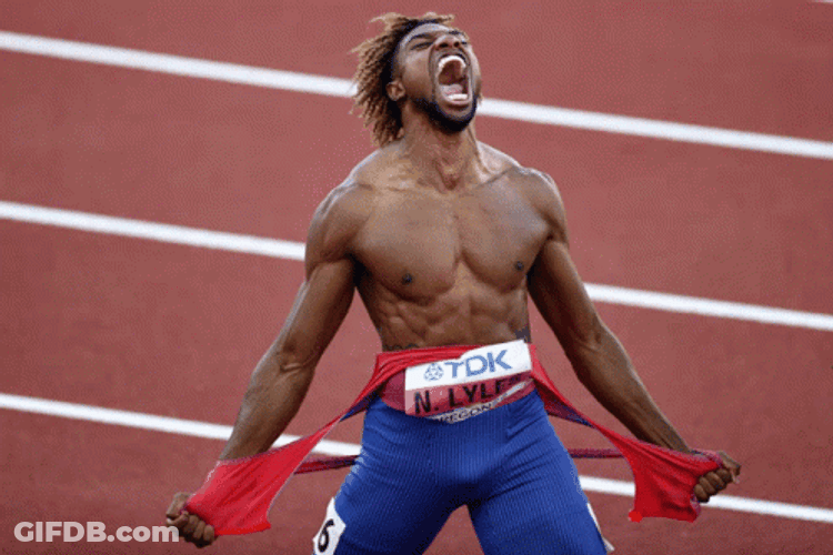 Noah Lyles Cuts Clothes GIF