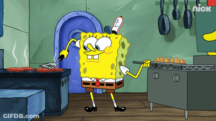Nobby Narwhal And SpongeBob At Krusty Krab Kitchen GIF