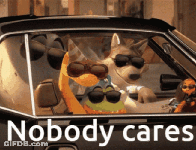 Nobody Cares Animated Driving Dogs GIF
