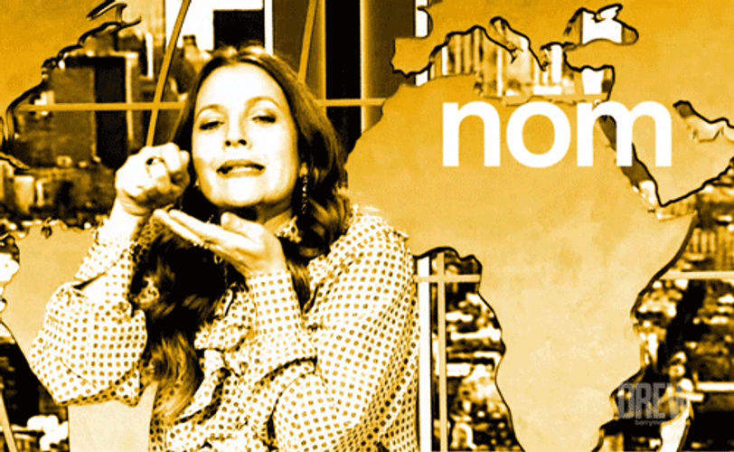 Nom Nom Hungry Drew Barrymore GIF