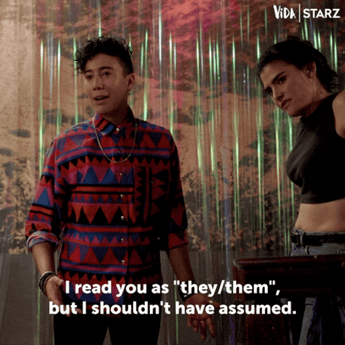 Non-Binary Apologizing Assumption GIF