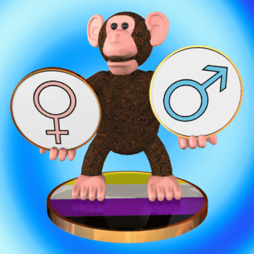 Non-Binary Monkey Holding Genders GIF