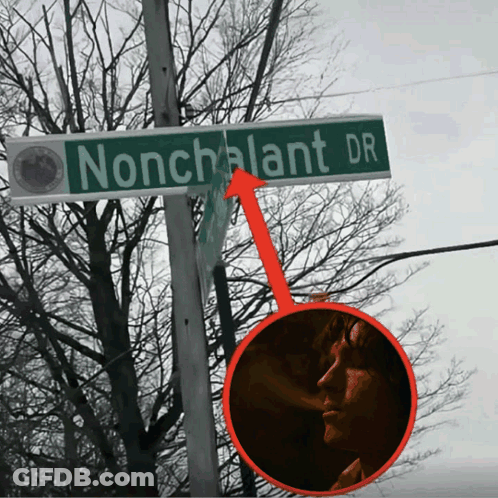 Nonchalant Dr Street Sign With Man Smoking GIF