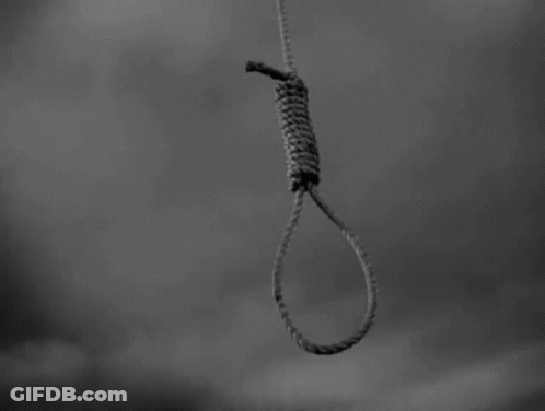 Noose Hanging From Rope In Sky GIF