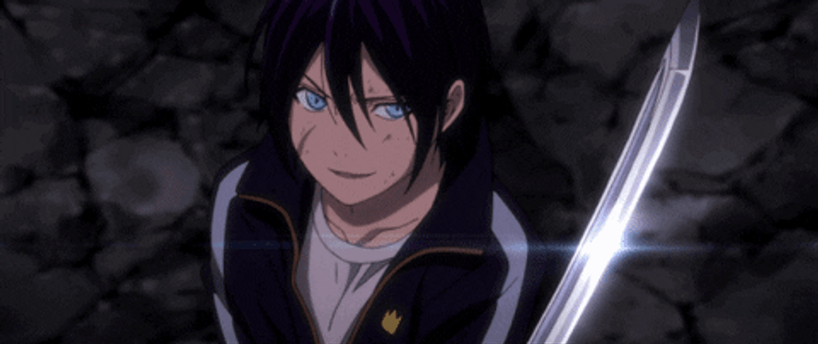 Noragami Yato Pointing His Sharp Blade GIF