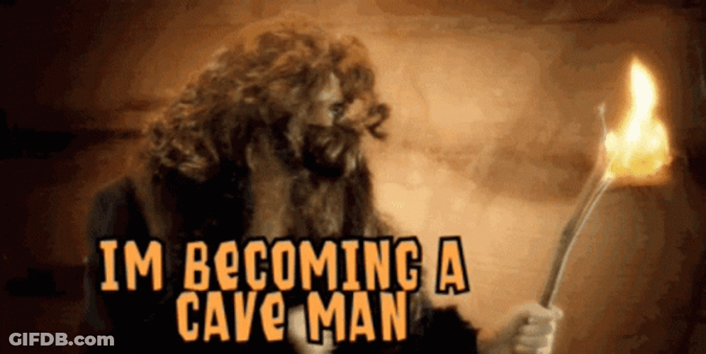 Normal Man Becomes Caveman GIF