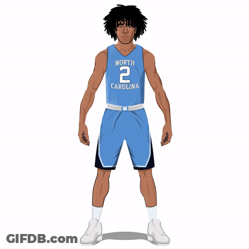 North Carolina Basketball Player In Blue Jersey GIF