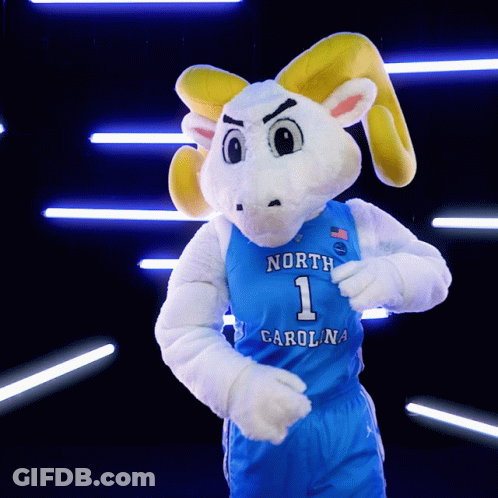 North Carolina Mascot In Blue Jersey GIF