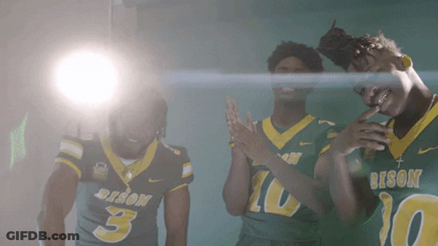North Dakota State Football Player Rubbing Palm GIF