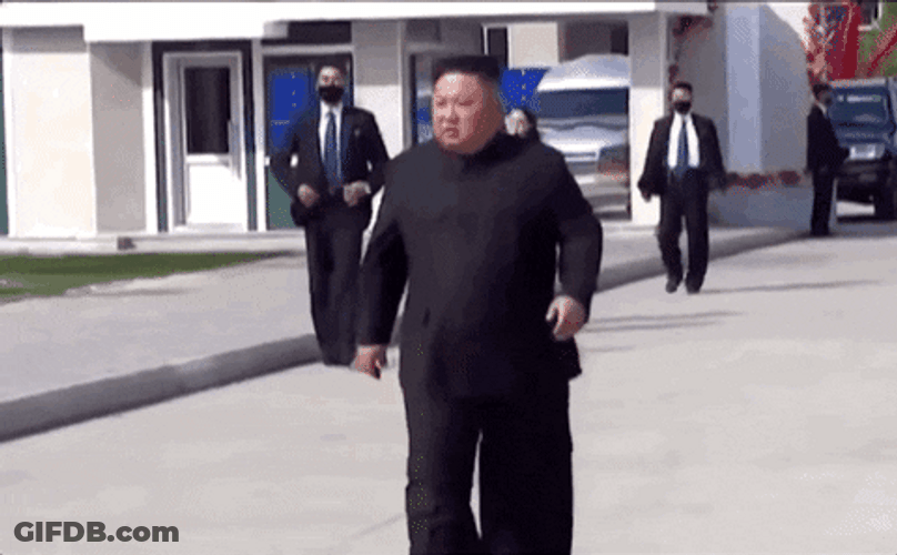 North Korea Kim Jong Un Windy Day Walk GIF